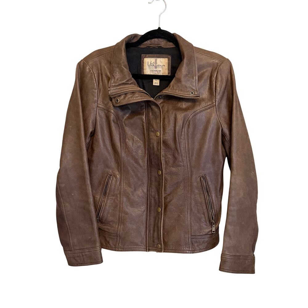 Wilsons Moto Jacket Womens L Brown Leather Bikercore Baddie Rugged Racer Edgy